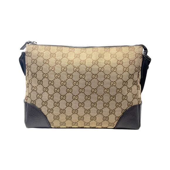 Gucci Bag Crossbody Shoulder Purse GG Logo Supreme Monogram Canvas Brown Leather - Picture 5 of 11